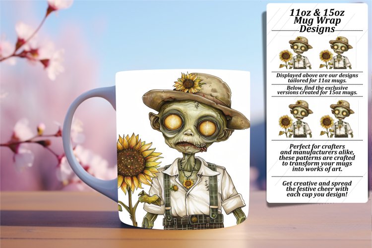 Autumn Scarecrow Mug Wrap for Sublimation 11oz 15oz