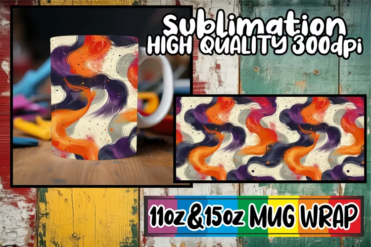 Spring Graffiti Mug Wrap Design for Sublimation