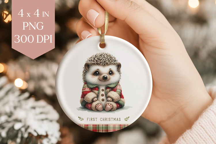 My First Christmas Porcupine Sublimation PNG