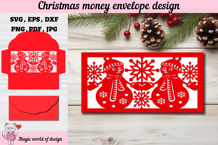 Christmas snowman Money Envelope svg, Papercut Gift Card
