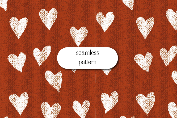 Rustic Knitted Heart Seamless Pattern | Cozy Fall Design