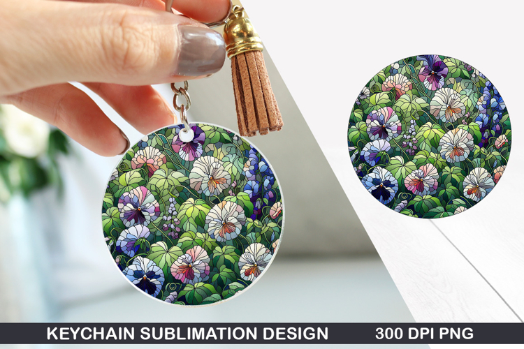 Flower Keychain Sublimation - Spring Keychain PNG Design