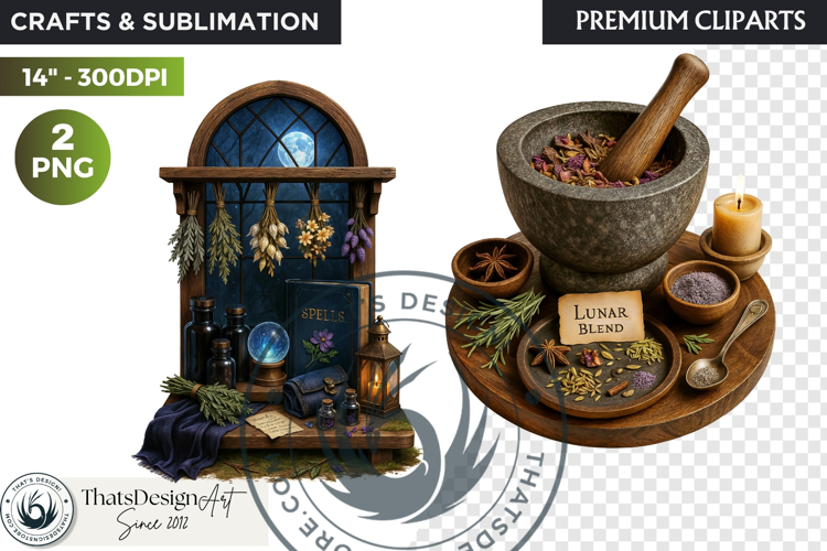 Cosy Witchs Apothecary magic Clipart PNG witchcraft graphic