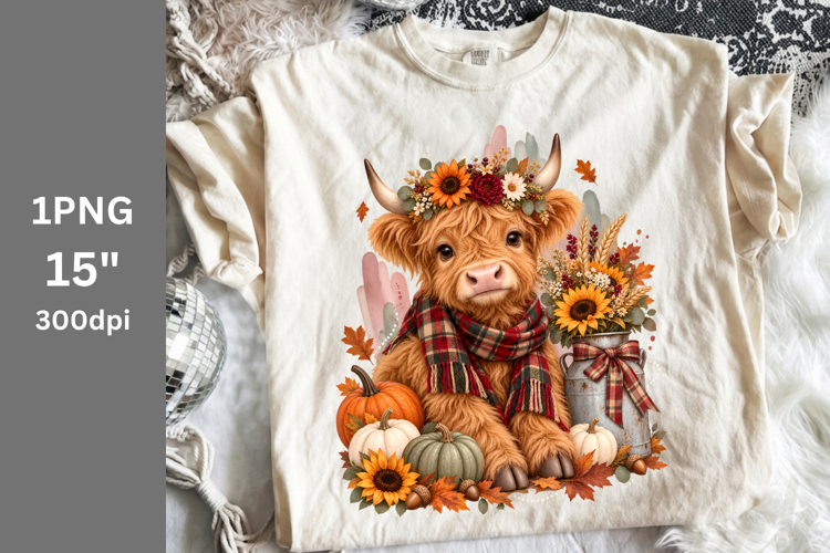 Fall PNG, Halloween PNG, Highland Cow PNG