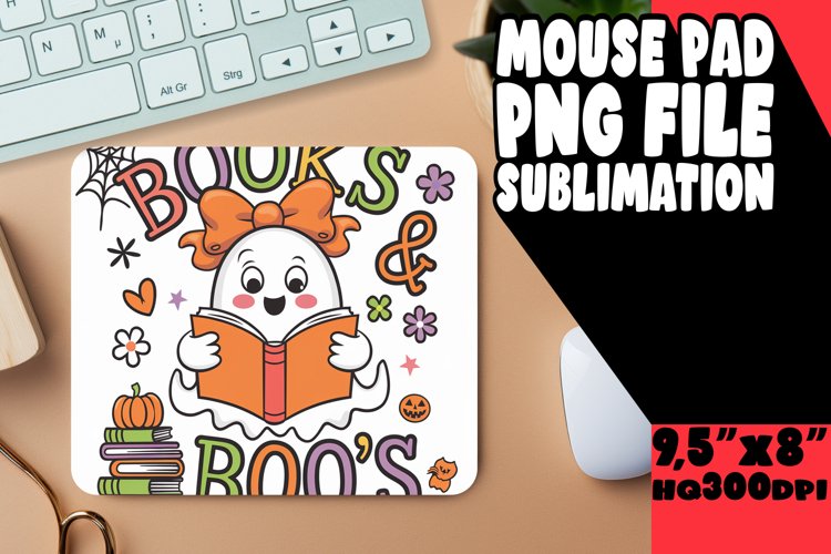 Whimsical Desk Pad Sublimation, Ghost Books