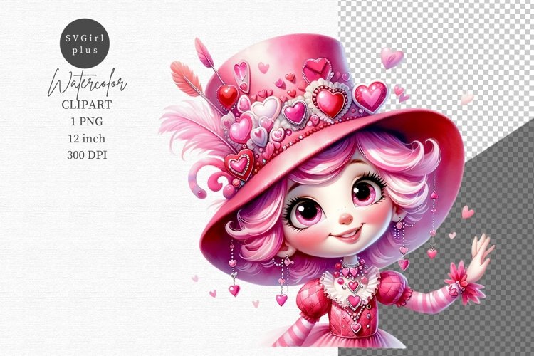 Valentines day clipart, Little girl clipart example image 1