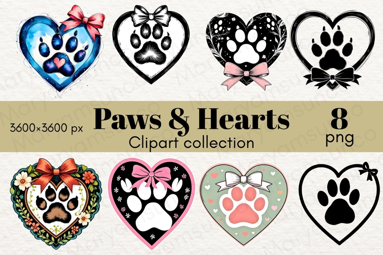 Paws and Hearts clipart collection
