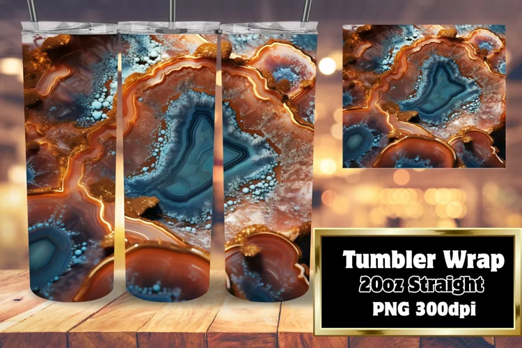 3D Glitter Agate Effect Tumbler Wrap 20oz