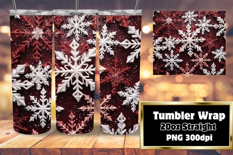 Winter Magic 3D Snowflakes Tumbler Design 20oz