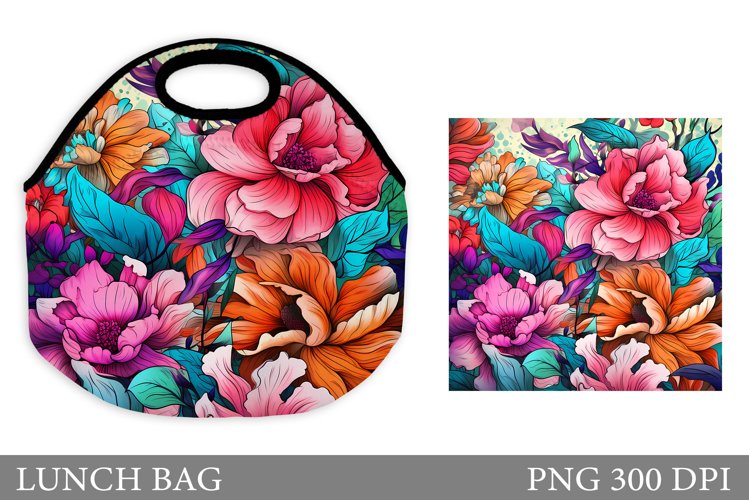 Flowers Lunch Bag. Flowers Lunch Bag Sublimation
