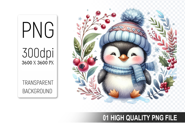 Christmas Penguin Clipart PNG, Festive Penguin Sublimation