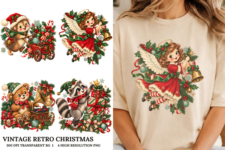 Vintage Retro Christmas PNG