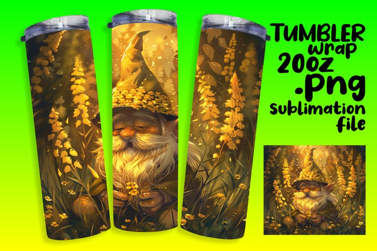 Floral Fantasy Gnome Tumbler Wrap 20oz,Summer