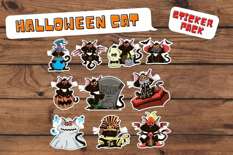 Halloween Cat Stickers Printable & Digital Sticker Pack (1602461