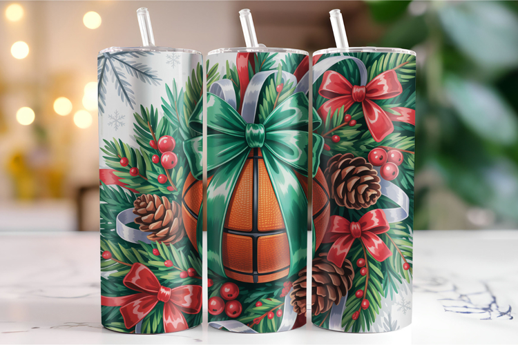 Merry Basketball Tumbler Wrap | Christmas Wrap