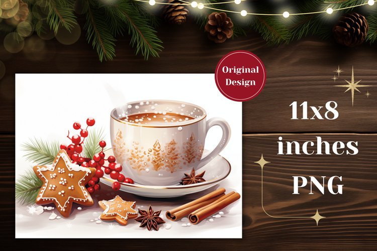 Christmas Cutting Board - Watercolor Christmas Hot Coffee