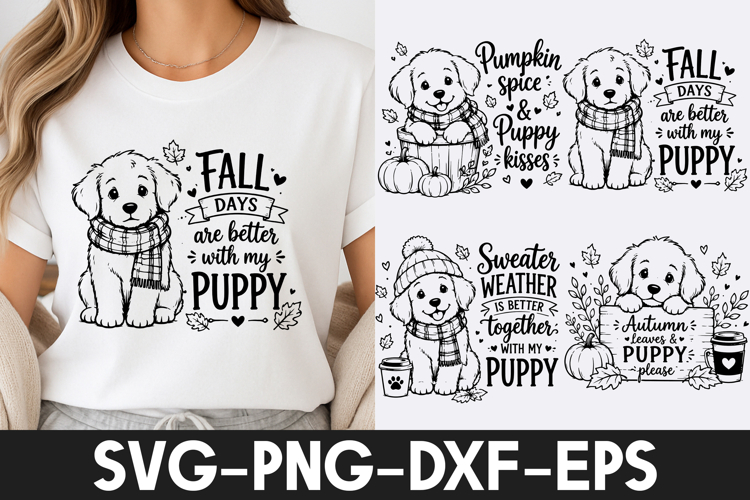 Cozy Fall Puppy SVG PNG