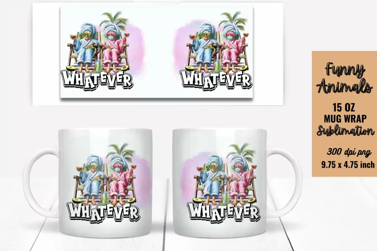 Funny Animals Mug Wrap Sublimation, Mug Wrap PNG