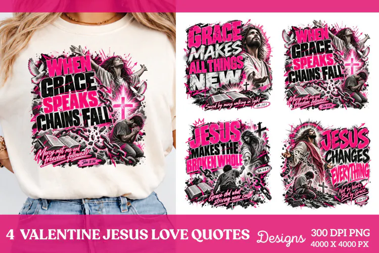 Valentine Jesus 4 Shirt PNG Designs, 4 Christian Valentine S