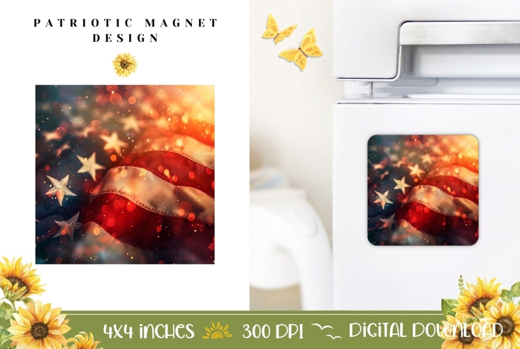 4th of July Magnet Template, Glitter Magnet Sublimation