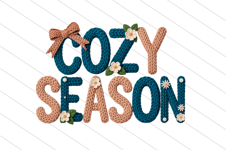 Preppy Winter Cozy Season Faux Yarn Png