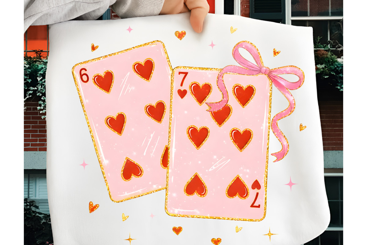 Playing Cards Valentine 6 7 PNG, Preppy 67 Six Seven PNG