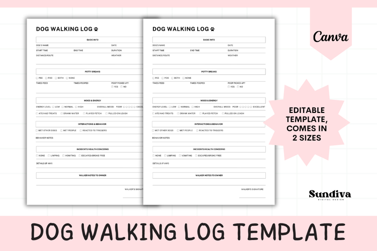 Dog Walking Log Template 1