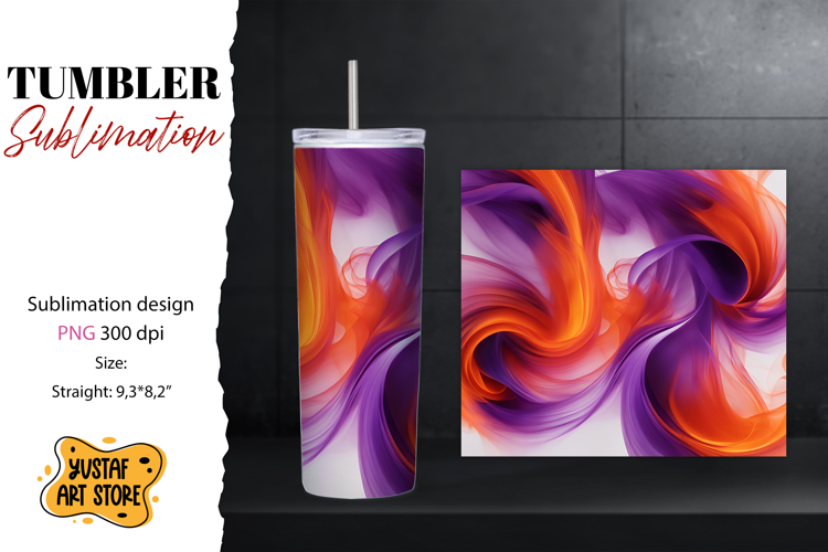 Abstract tumbler wrap. Colorful smoke design example image 1