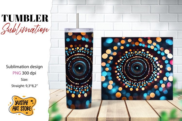 Abstract tumbler wrap. Cosmic mandala sublimation design