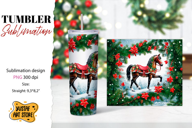 Christmas tumbler sublimation.Horse tumbler