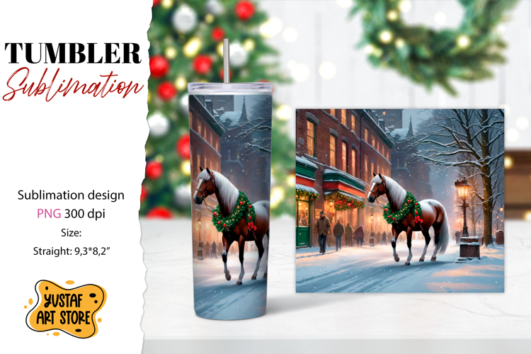 Christmas tumbler sublimation.Horse tumbler