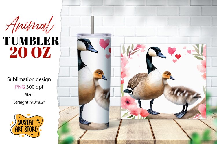 Animal tumbler sublimation. Mom and baby duck tumbler wrap