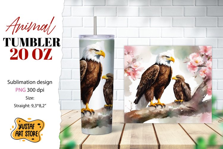 Animal tumbler sublimation. Mom and baby eagle tumbler wrap