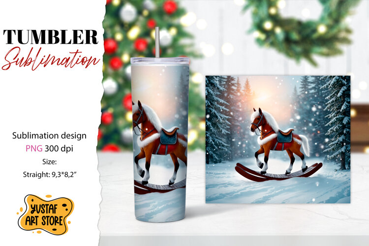 Rocking Horse Christmas Tumbler Sublimation example image 1