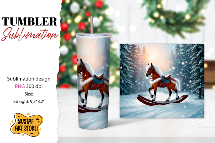 Rocking Horse Christmas Tumbler Sublimation