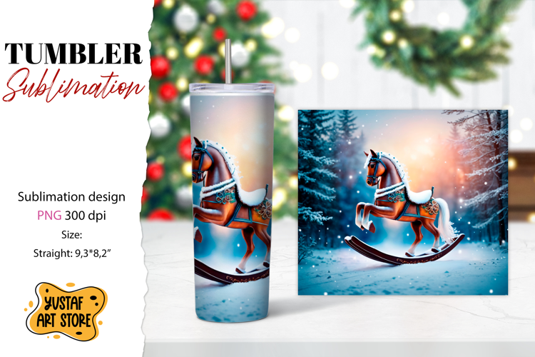 Rocking Horse Christmas Tumbler Sublimation