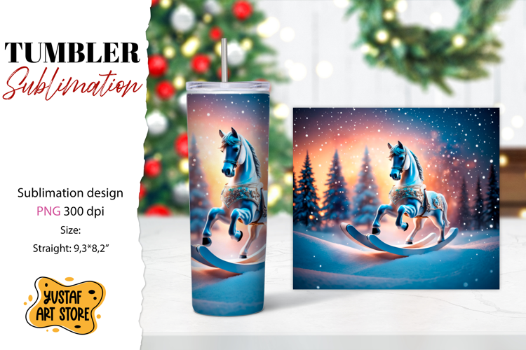 Rocking Horse Christmas Tumbler Sublimation