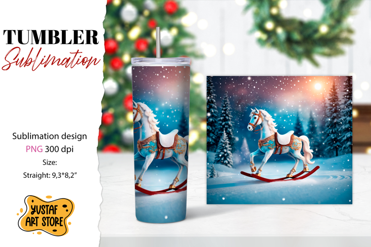 Rocking Horse Christmas Tumbler Sublimation