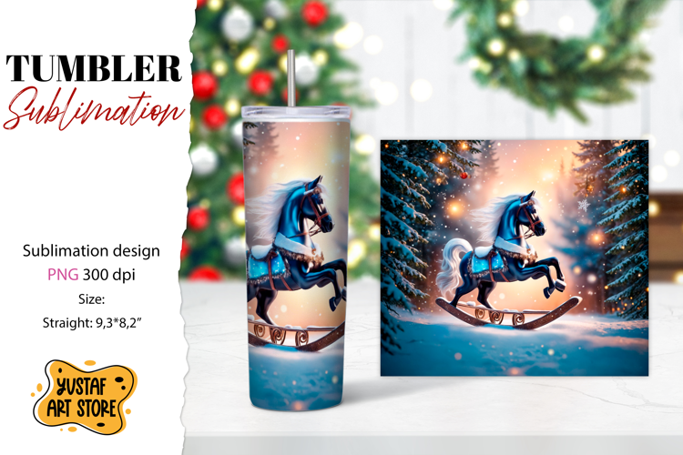 Rocking Horse Christmas Tumbler Sublimation