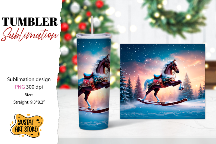 Rocking Horse Christmas Tumbler Sublimation