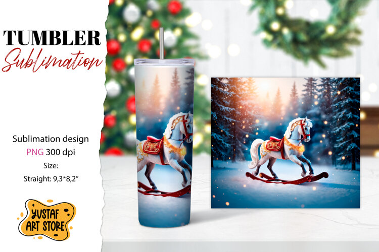 Rocking Horse Christmas Tumbler Sublimation example image 1