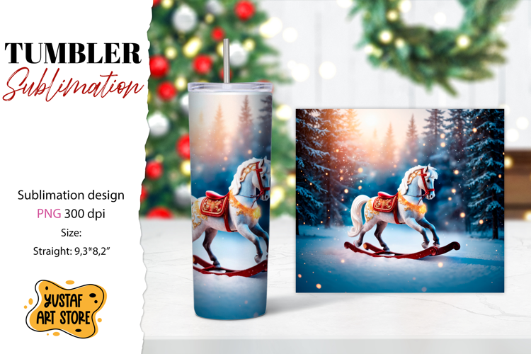Rocking Horse Christmas Tumbler Sublimation