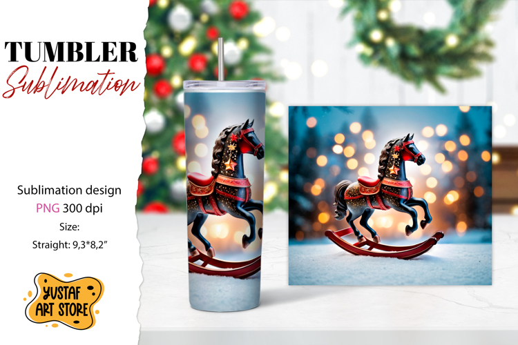Rocking Horse Christmas Tumbler Sublimation