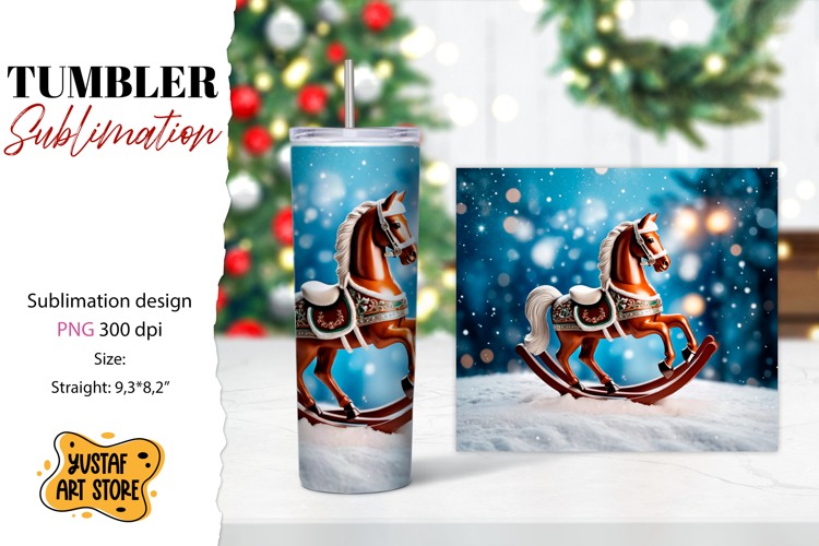 Rocking Horse Christmas Tumbler Sublimation