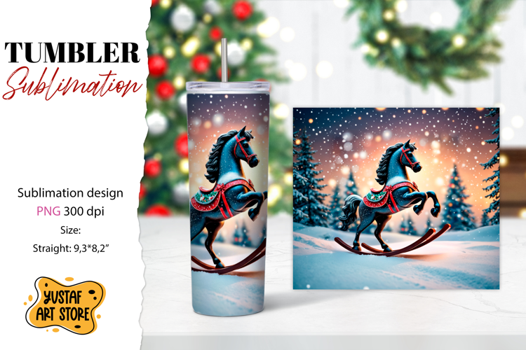 Rocking Horse Christmas Tumbler Sublimation