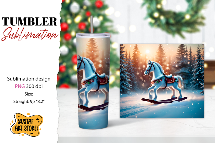 Rocking Horse Christmas Tumbler Sublimation