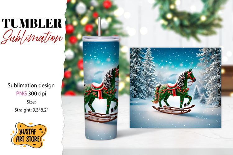 Rocking Horse Christmas Tumbler Sublimation