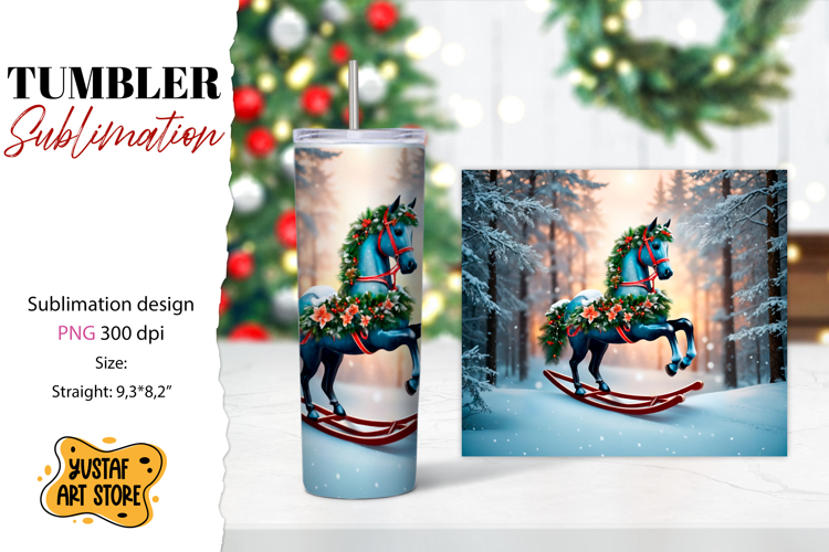 Rocking Horse Christmas Tumbler Sublimation