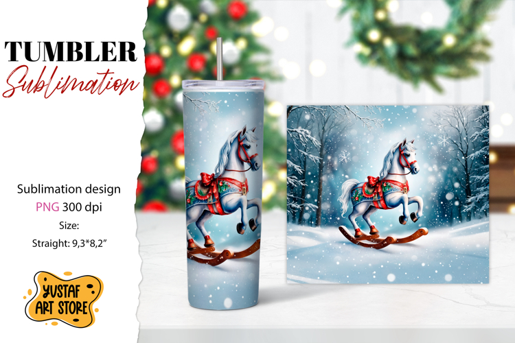 Rocking Horse Christmas Tumbler Sublimation