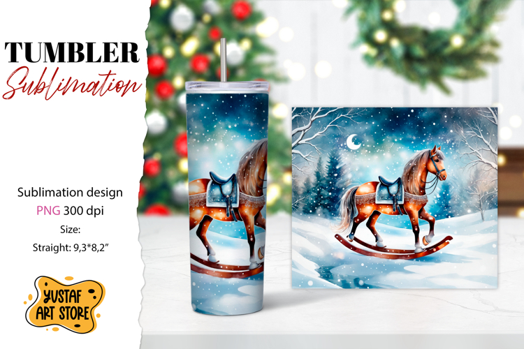Rocking Horse Christmas Tumbler Sublimation